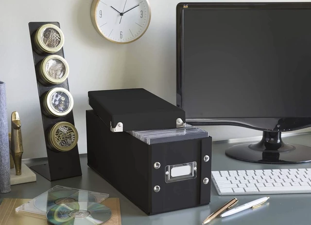Alt view image 2 of 5 - Snap-N-Store CD Storage Box, 2-Pack, Holds 52 CDs, Snap Assembly, Black