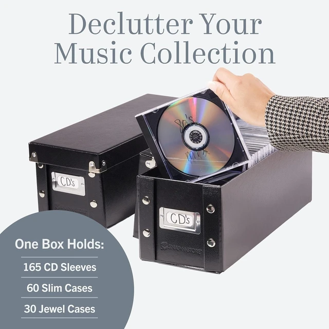Alt view image 3 of 5 - Snap-N-Store CD Storage Box, 2-Pack, Holds 52 CDs, Snap Assembly, Black