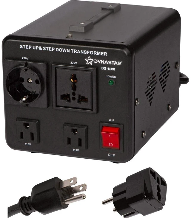 Main image of Dynastar Step Up & Step Down Voltage Converter and Transformer, 110-220 to 220-240 Volts; Heavy Duty, Extra Durable Lifetime Coil, 5-Year-Warranty, 1500 Watts