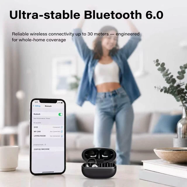 Alt view image 4 of 5 - VBSimas Open Ear Clip-on Earbuds,Three Audio Modes,5.2g Light Comfort