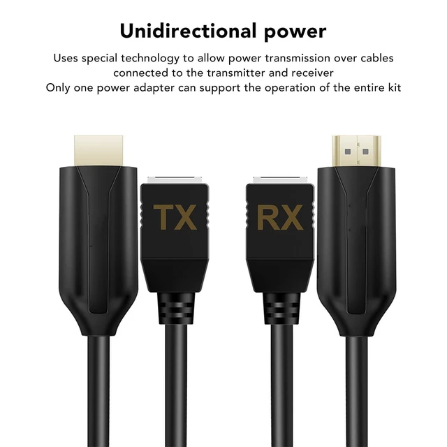 Alt view image 2 of 5 - VBESTLIFE 1080P Extender Cable, to RJ45 Extender(Output & RX Input) Connection via RJ45 Cat5e, Cat6, Up to 60M, for Conference, Home Entertainment, etc. (US Plug)