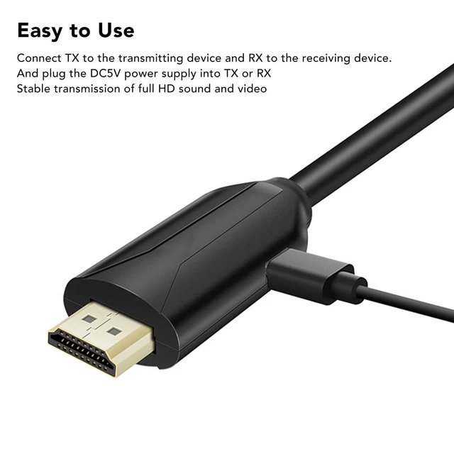 Alt view image 3 of 5 - VBESTLIFE 1080P Extender Cable, to RJ45 Extender(Output & RX Input) Connection via RJ45 Cat5e, Cat6, Up to 60M, for Conference, Home Entertainment, etc. (US Plug)
