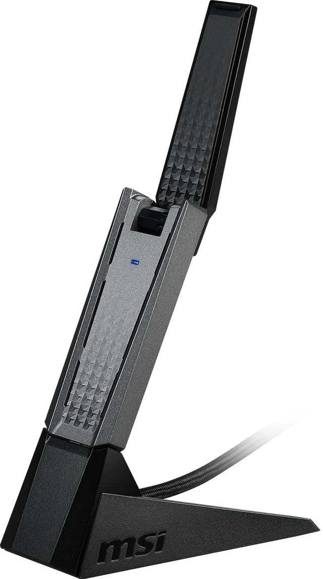 Main image of MSI AX1800 WiFi 6 Dual-Band USB Adapter - WLAN up to 1800 Mbps (5GHz, 2.4GHz Wireless), USB 3.2 Gen 1 Type-A, MU-MIMO, Adjustable Antenna, Beamforming, WPA3 - Wired Bracket Included