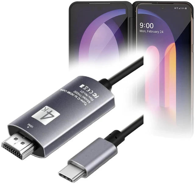 Main image of BoxWave Cable Compatible with LG V60 ThinQ 5G - SmartDisplay Cable - USB Type-C to HDMI (6 ft), USB C/HDMI Cable - Jet Black