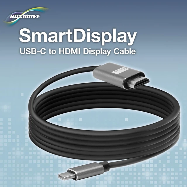 Alt view image 3 of 5 - BoxWave Cable Compatible with LG V60 ThinQ 5G - SmartDisplay Cable - USB Type-C to HDMI (6 ft), USB C/HDMI Cable - Jet Black