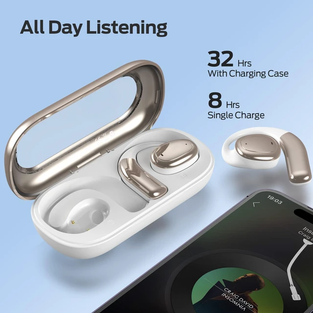 Alt view image 4 of 5 - Monster Open Ear AC311 Wireless Earbuds, Bluetooth 5.4 Open Ear Headphones, Up to 30 Hours Playtime Bluetooth Ear Earphones with Stereo Sound, Touch Control and IPX5 Waterproof Open Earbuds