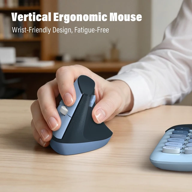 Alt view image 3 of 5 - MOFII Wireless Ergonomic Keyboard and Mouse Combo, Split Curved Keyboard with Wrist Rest, Vertical Mouse, 2.4G, for PC Laptop Desktop Mac- Blue Gradient Colorful