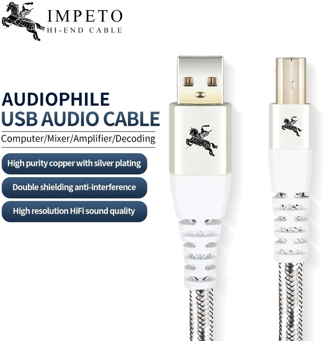 Alt view image 5 of 5 - Impeto Audiophiles USB Printer Cable, USB-A to USB-B Printer Cable 2.0, HiFi DAC Type-A to Type-B OTG Audio Cable, Data Cable Digital Cable 4.9ft/1.5M
