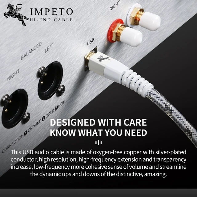 Alt view image 4 of 5 - Impeto Audiophiles USB Printer Cable, USB-A to USB-B Printer Cable 2.0, HiFi DAC Type-A to Type-B OTG Audio Cable, Data Cable Digital Cable 4.9ft/1.5M