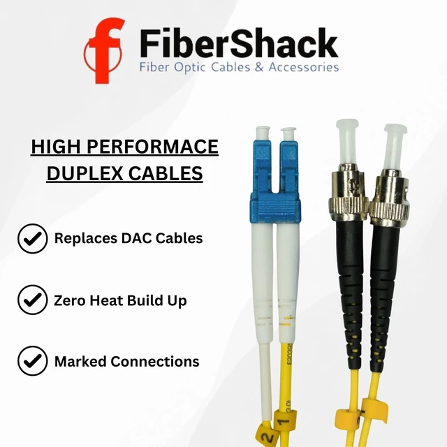 Alt view image 2 of 5 - Fibershack - 3ft / 1M LC to ST Fiber Patch Cable - 5 Pack - Duplex - ST to LC Single Mode Fiber Cable - LSZH SM OS2 Optical Patch Cord - Built for Professionals