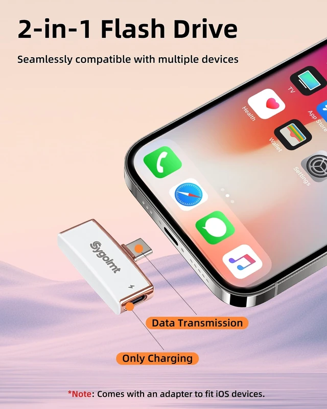 Alt view image 5 of 5 - USB C Flash Drive for iPhone Photo Stick 256GB Thumb Drive with Type-C Charging Port, USB Memory Stick for Photos Videos, High Speed Jump Drive External Storage for iPad/Android Phones/PC (White)