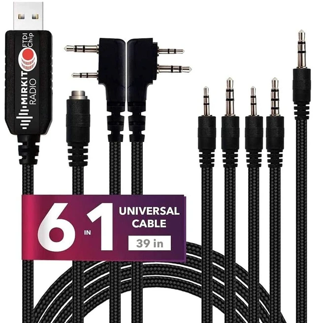Main image of MIRKIT FTDI USB Baofeng Programming Cable 6 in 1 Model 5 for Flashing Ham Radios: Baofeng Radio, Wouxun, Kenwood, Motorola, Yaesu