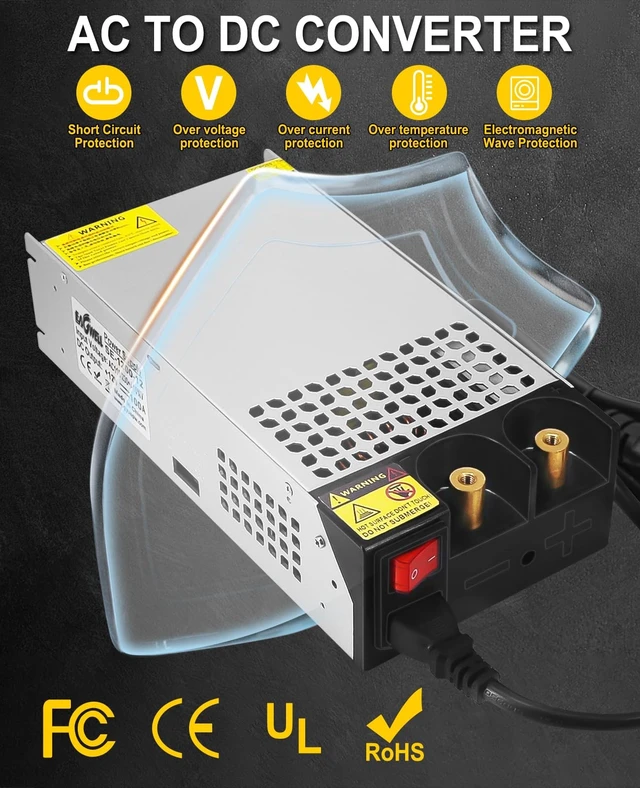 Alt view image 4 of 5 - EAGWELL 110V AC to 12V DC Converter 12V Power Supply 1200W