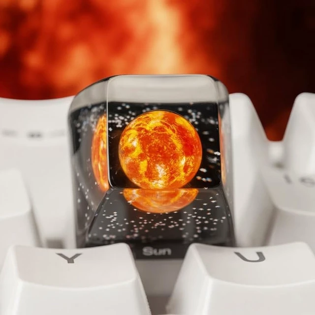Alt view image 2 of 5 - GIKZO Sun Planet Solar System Artisan Keycap, 1U ESC, R1 SA Profile, Custom Handmade Resin Key Cap for Cherry MX Mechanical Keyboard, Cool Tech Gift for Men, Dad, Gamers and Space Lovers