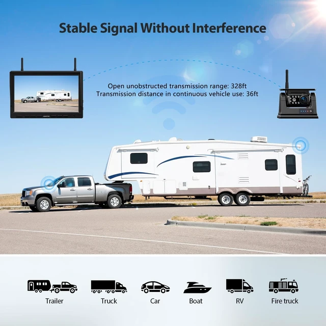 Alt view image 4 of 5 - Magnetic Solar Wireless Backup Camera HD 1080P 10" DVR Monitor, Dual RV Cameras Wireless System for Hitch Towing Travel RV Camper 5th Wheel, Built-in 9600mAh Battery & Solar Panel, ZEROX