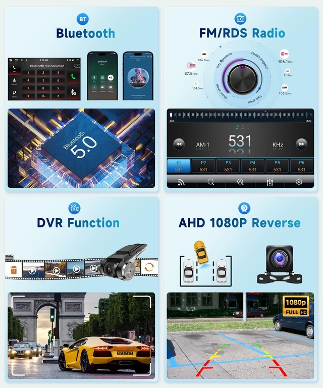 Alt view image 5 of 5 - 8 Core 2G+64G Car Radio for Toyota RAV4 2003 2004 2005, Wireless Carplay Android Auto Car Stereo, 9 IPS Touchscreen with WiFi, GPS, Bluetooth,FM/RDS, 32EQ DSP, AHD Rear Camera