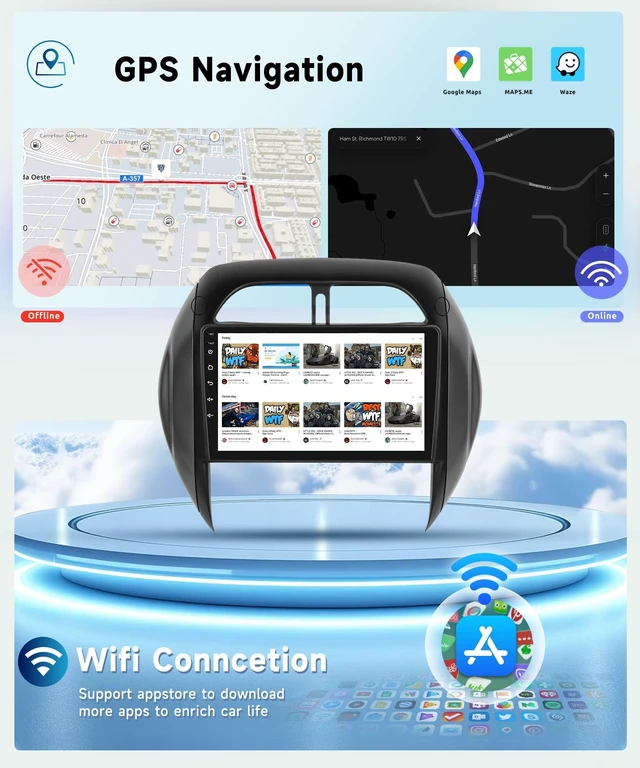 Alt view image 4 of 5 - 8 Core 2G+64G Car Radio for Toyota RAV4 2003 2004 2005, Wireless Carplay Android Auto Car Stereo, 9 IPS Touchscreen with WiFi, GPS, Bluetooth,FM/RDS, 32EQ DSP, AHD Rear Camera