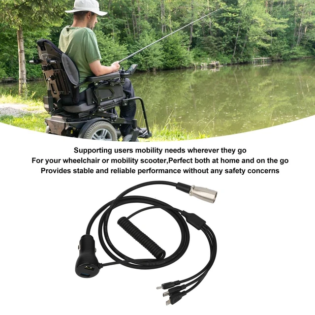 Alt view image 2 of 5 - BONKZEBU Wheelchair USB Charging Cable 3 in 1 Multi Device Fast Charging Adapter Cord Universal Compatibility for Motorcycle Bike Boat Camping Outdoors Travel Universal Charging Cable