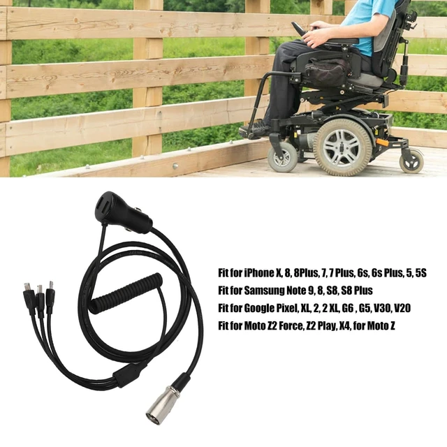 Alt view image 3 of 5 - BONKZEBU Wheelchair USB Charging Cable 3 in 1 Multi Device Fast Charging Adapter Cord Universal Compatibility for Motorcycle Bike Boat Camping Outdoors Travel Universal Charging Cable
