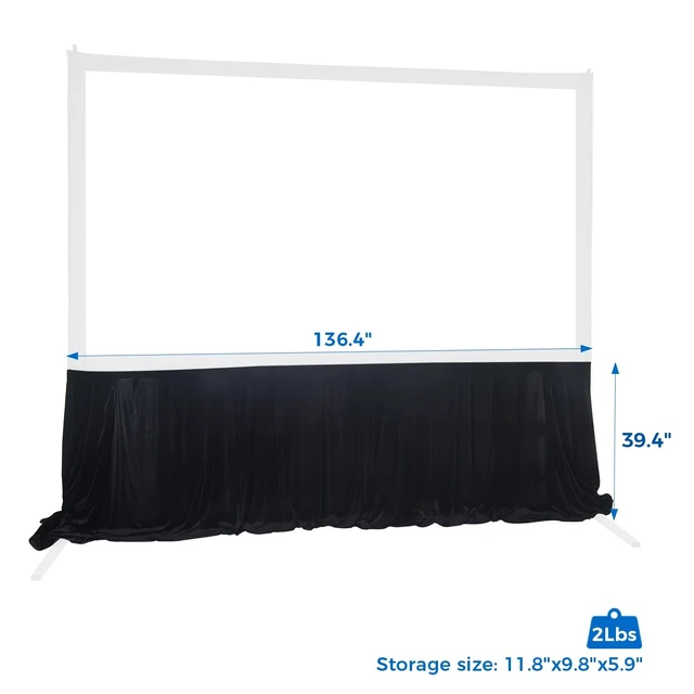 Alt view image 3 of 5 - SCREEN PRO 100"-144" Fast Fold Screen Skirt, Wrinkle-Free, Quick Install