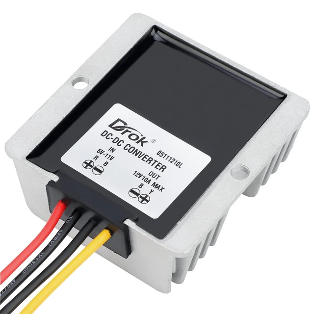 Alt view image 2 of 5 - DROK 5V to 12V Step Up Converter - Waterproof DC Boost Converter 5V-11V to 12V, Voltage Regulator 10A 120W Power Supply for Solar Panels
