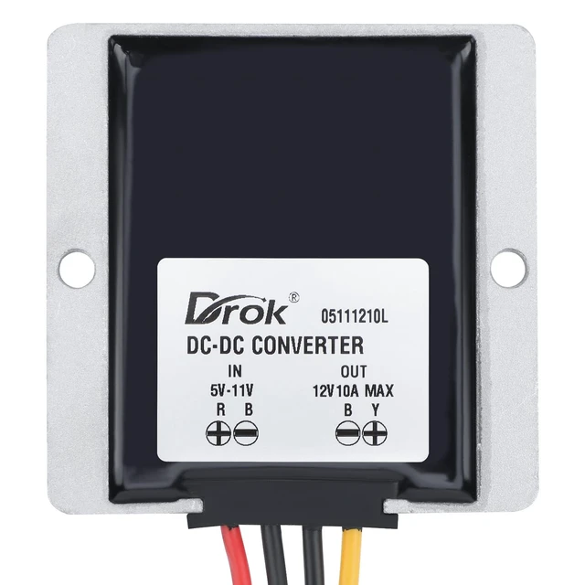 Alt view image 3 of 5 - DROK 5V to 12V Step Up Converter - Waterproof DC Boost Converter 5V-11V to 12V, Voltage Regulator 10A 120W Power Supply for Solar Panels
