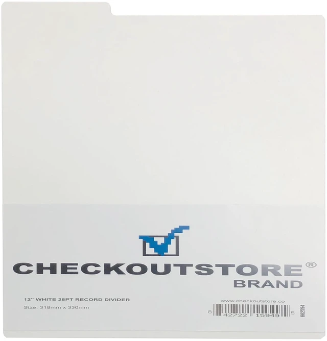 Main image of (50) CheckOutStore Premium Plastic Record Dividers to Organize Vinyl Records (12" LP Records) (White)