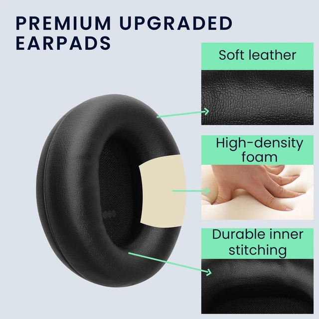Alt view image 3 of 5 - kwmobile Ear Pads Compatible with CMF Headphone Pro Earpads - 2X Replacement for Headphones - Black