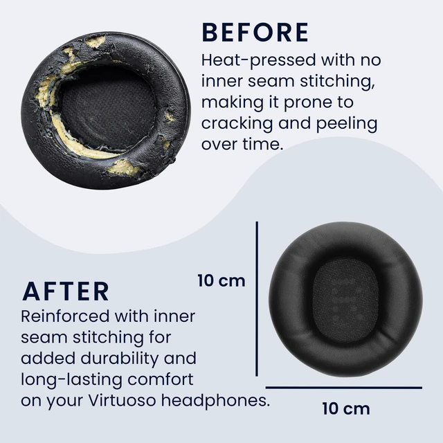 Alt view image 4 of 5 - kwmobile Ear Pads Compatible with CMF Headphone Pro Earpads - 2X Replacement for Headphones - Black