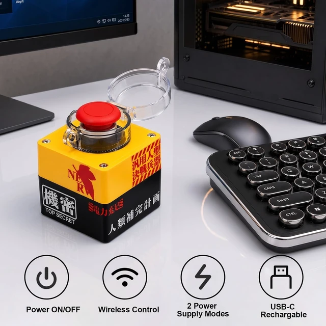 Alt view image 3 of 5 - Wireless PC Power Button, Detonator-Style PC Start Button with Cover