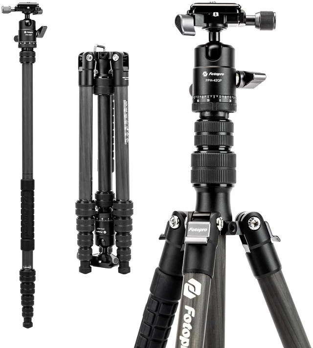 Main image of Fotopro Carbon Fiber Travel Tripod 60 inch with Detachable Monopod