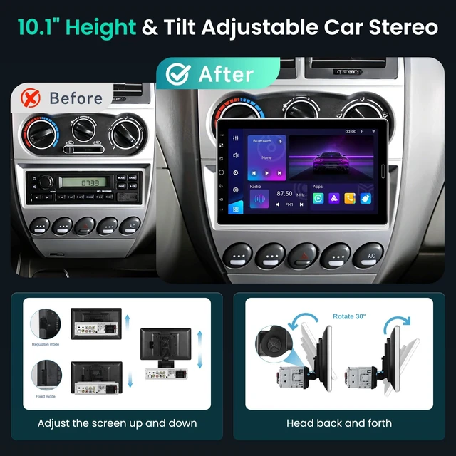 Alt view image 3 of 5 - MAHVEC 10.1 Inch IPS Touchscreen Single DIN Car Stereo