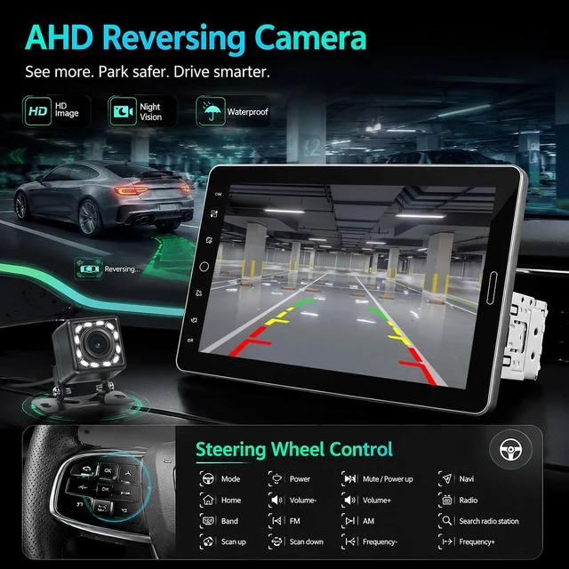 Alt view image 5 of 5 - MAHVEC 10.1 Inch IPS Touchscreen Single DIN Car Stereo