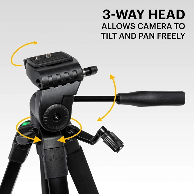 Alt view image 2 of 5 - Kodak PhotoGear 62" Lightweight Tripod ^^ Compact 3-Section Flip-Lock Aluminum Tripod Adjusts 22-62, QuickRelease Plate, Smartphone Adapter & 1/4 to 3/8 Screw, Bubble Level, Carry Case, E-Guide