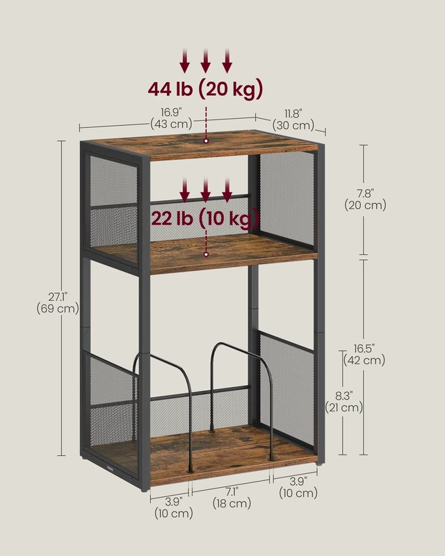 Alt view image 4 of 5 - VASAGLE 3-Tier Record Player Stand, Vinyl Record Storage up to 100 Albums