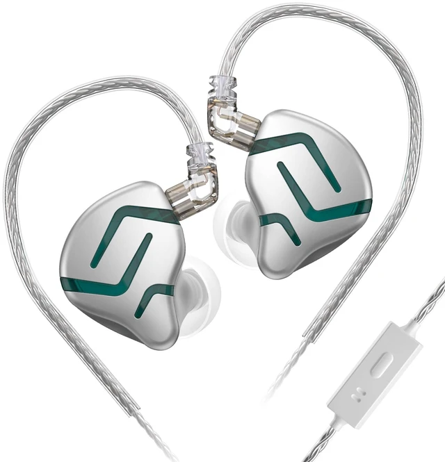 Main image of Kinboofi KZ ZES IEM, Noise Isolating in Ear Monitors Earphones, Stereo Wired Headphone with electrostatic Dynamic Hybrid Technology 3.5 mm for Gaming Musician (Silver, with Mic)