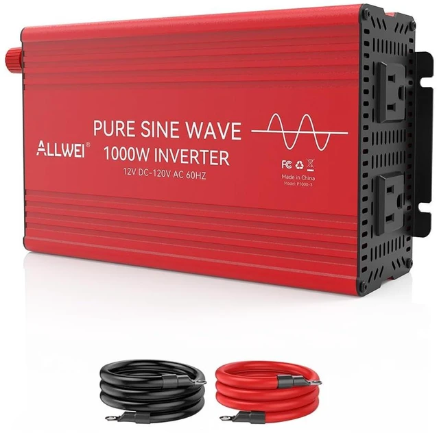 Main image of ALLWEI 1000W Pure Sine Wave Inverter, 12V DC to 120V AC Converter