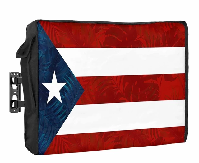 Main image of Puerto Rico Flag Outdoor TV Cover Waterproof Weatherproof, Patriots Palm Leaves Television Covers for 40 to 43 Inch Star Red Strips Outside TV Screen Protector Shield, 40"W x 25"H x 4.5"D