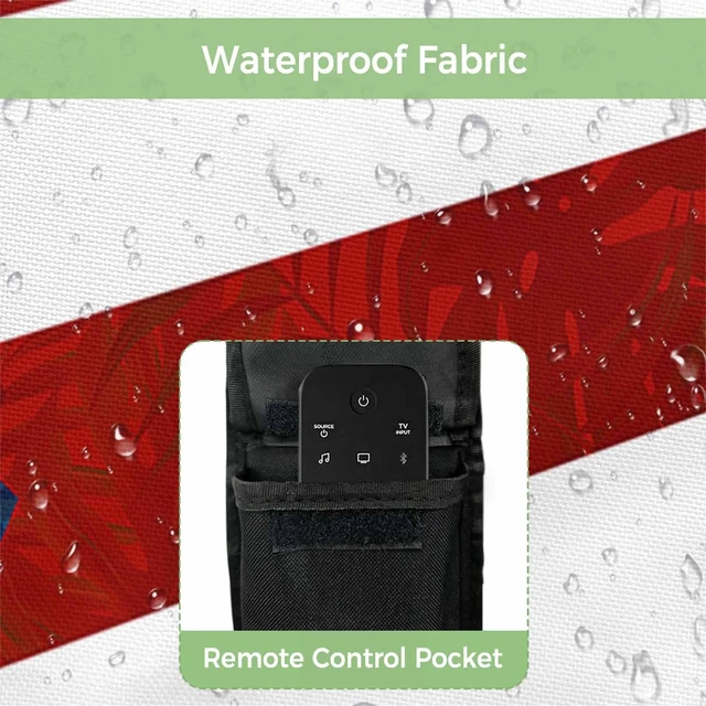 Alt view image 3 of 5 - Puerto Rico Flag Outdoor TV Cover Waterproof Weatherproof, Patriots Palm Leaves Television Covers for 40 to 43 Inch Star Red Strips Outside TV Screen Protector Shield, 40"W x 25"H x 4.5"D