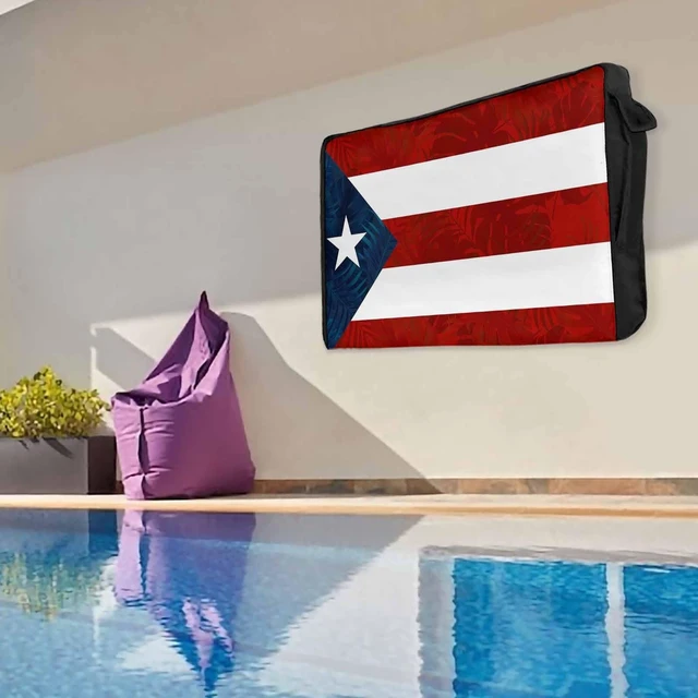Alt view image 5 of 5 - Puerto Rico Flag Outdoor TV Cover Waterproof Weatherproof, Patriots Palm Leaves Television Covers for 40 to 43 Inch Star Red Strips Outside TV Screen Protector Shield, 40"W x 25"H x 4.5"D