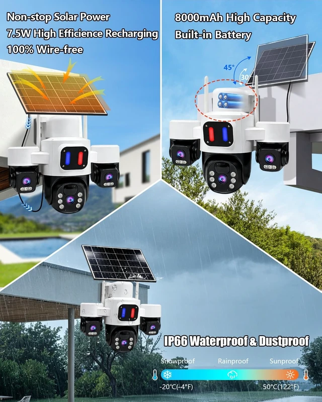 Alt view image 4 of 5 - Baepeish Triple Lens Wireless Outdoor Camera for Home Security