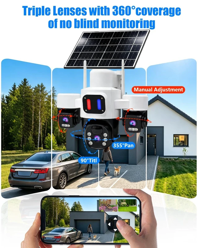 Alt view image 3 of 5 - Baepeish Triple Lens Wireless Outdoor Camera for Home Security