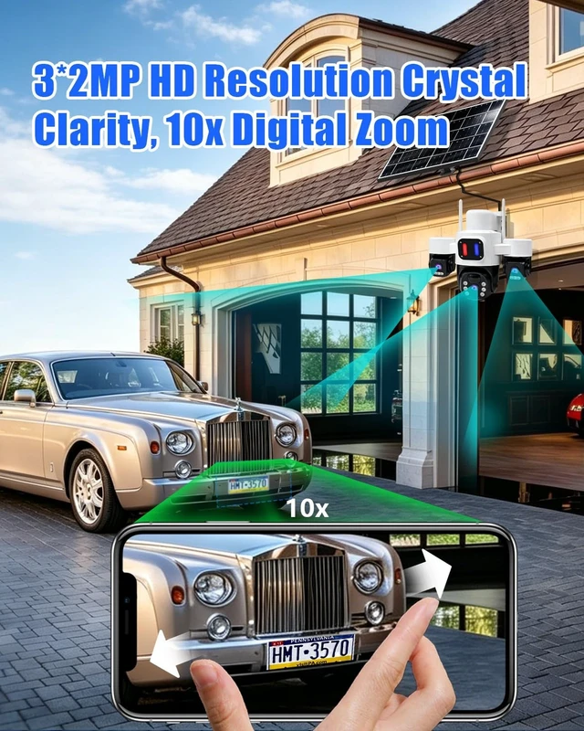 Alt view image 5 of 5 - Baepeish Triple Lens Wireless Outdoor Camera for Home Security