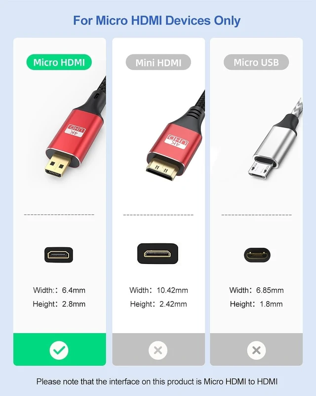 Alt view image 2 of 5 - ApoJodly 4K Micro HDMI to HDMI Cable 30FT, HDMI to Micro HDMI Cable HDR