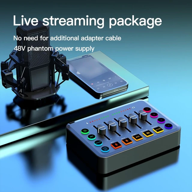 Alt view image 4 of 5 - Portable Sound Card Wireless Live Streaming Audio Mixer for Podcasting Karaoke Gaming Noise Reduction RGB Lights 4-Custom Recording Buttons BT5.0 Compatible with PC/Phone