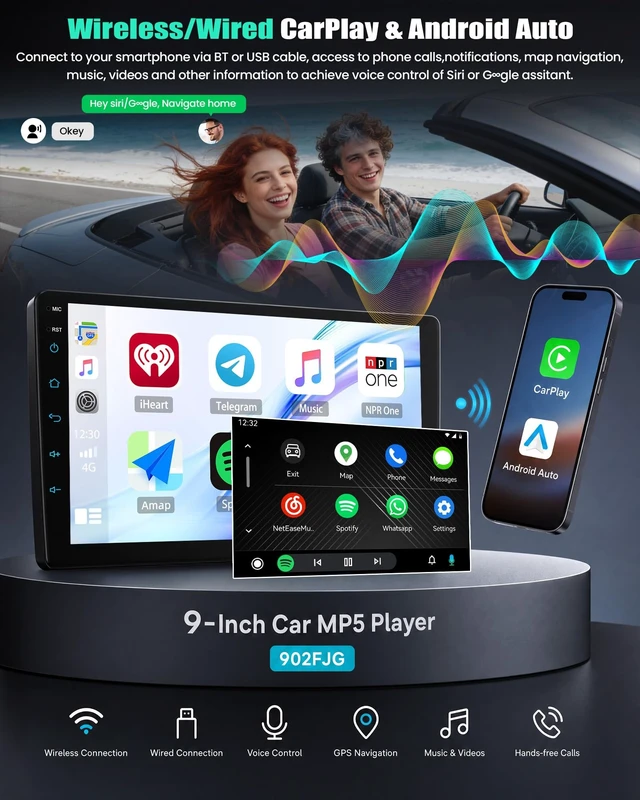 Alt view image 4 of 5 - SIXTOP Car Stereo Radio for Toyota Hilux 2015-2020 with Wireless Apple CarPlay Android Auto HD 10 Inch IPS Touch Screen Bluetooth YouTube Video V-Link Mirror Link FM/RDS DSP USB SWC Backup Came