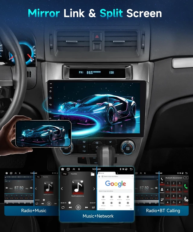 Alt view image 5 of 5 - Podofo Android 15 Car Radio for 2009-2012 Ford Fusion Mondeo Mustang