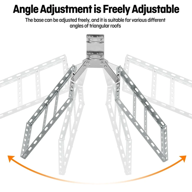 Alt view image 4 of 5 - Adjustable Non-Penetrating Roof Ridge Mount,for 1.25" to 2.4" Mast,Satellite Dishes,Internet Antennas,Weather Stations (Ridge Pole Mount with Adjustable Base)