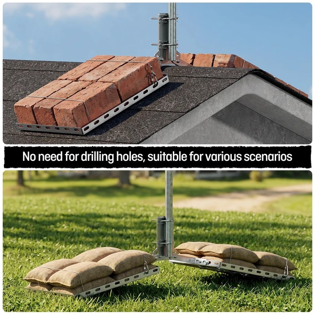 Alt view image 5 of 5 - Adjustable Non-Penetrating Roof Ridge Mount,for 1.25" to 2.4" Mast,Satellite Dishes,Internet Antennas,Weather Stations (Ridge Pole Mount with Adjustable Base)