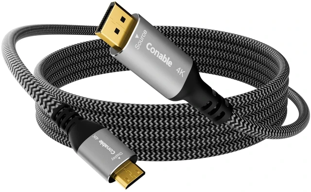 Main image of 4K DisplayPort to Mini HDMI Cable 25FT, Uni-Directional DP to Mini HDMI Cable. Supports 4K@60Hz, 2K@120Hz, Video UHD, Nylon Braided, for Desktop, AMD, NVIDIA, KYY, ARZOPA, VILVA, MNN, Portable Monit